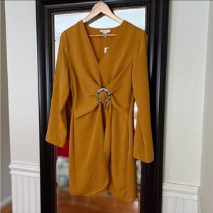 TopShop V Neck A-Line Mustard Dress. Size 6. New with tags.